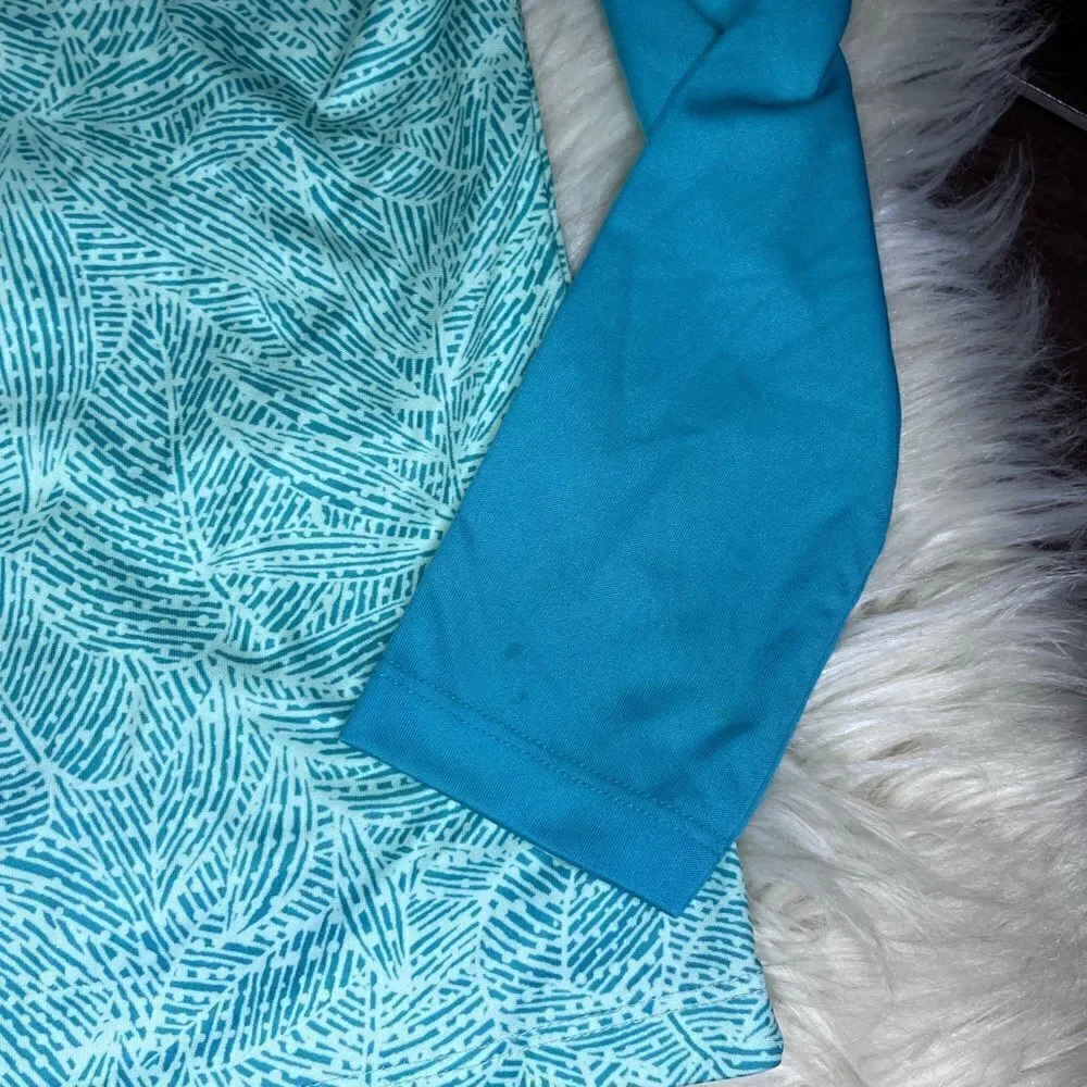 Columbia turquoise/sea green print rash gaurd sz large(14/16)